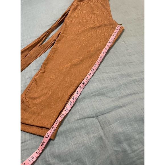 Anthropologie Ett TWA Aubade Jacquard Pants Boho 6 Tie Waist Zip Gold - Picture 10 of 12